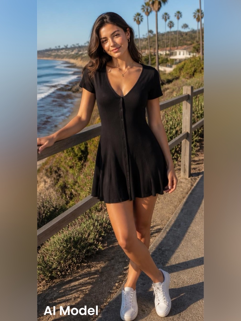 Forever 21 Short Sleeve Button-Front Mini Dress